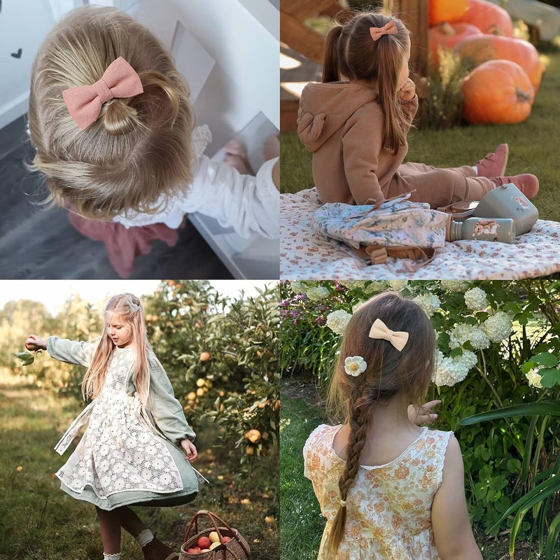 Fancy Clouds Baby Toddler Little Girls Hair Ties with Linen Bows, 20 pcs No Damage Elastic Nylon Ponytail Holders Scrunchies for girls, Small Hair Accessories for Kids Thick or Thin Hair - Image 3